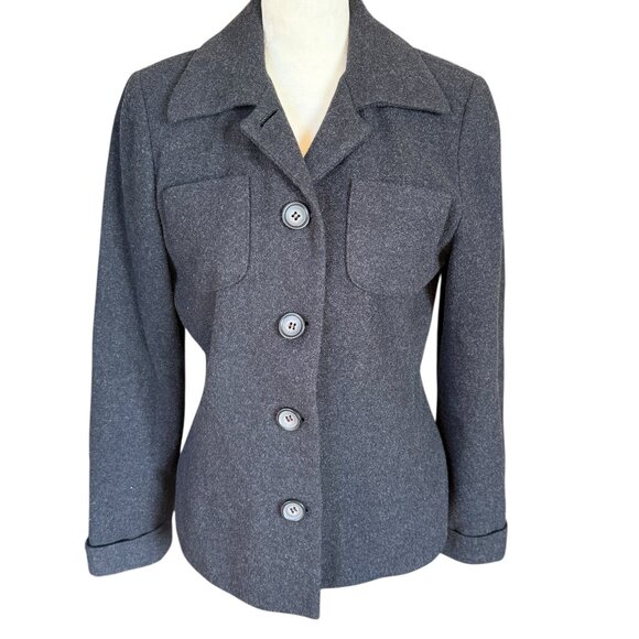 Harve Benard by Benard Holtzman black collared long sleeve button down coat 6 - Picture 1 of 7